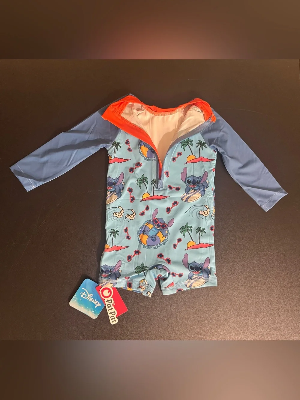 Patpat, Disney Stitch, Baby’s 6M-9M, One Piece, Blue Rashguard Swimsuit. New.
